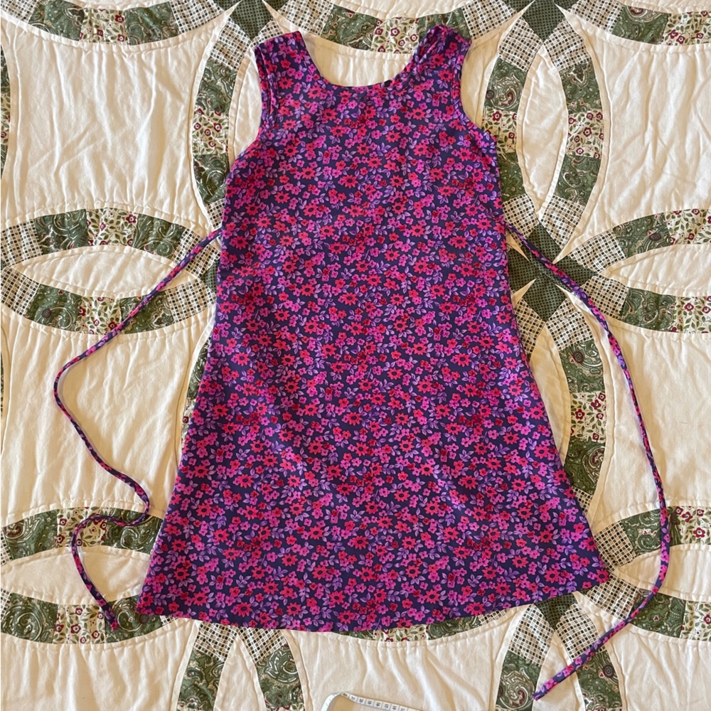 VTG Bonnie Jean AOP Pink & Purple Floral Dress with Pink Flowers Size 6X